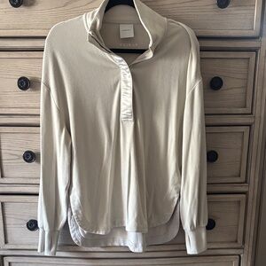 Varley Roeder ivory fleece longline High Collar Top